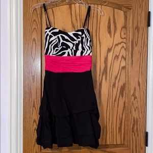 Juniors zebra ruffle dress